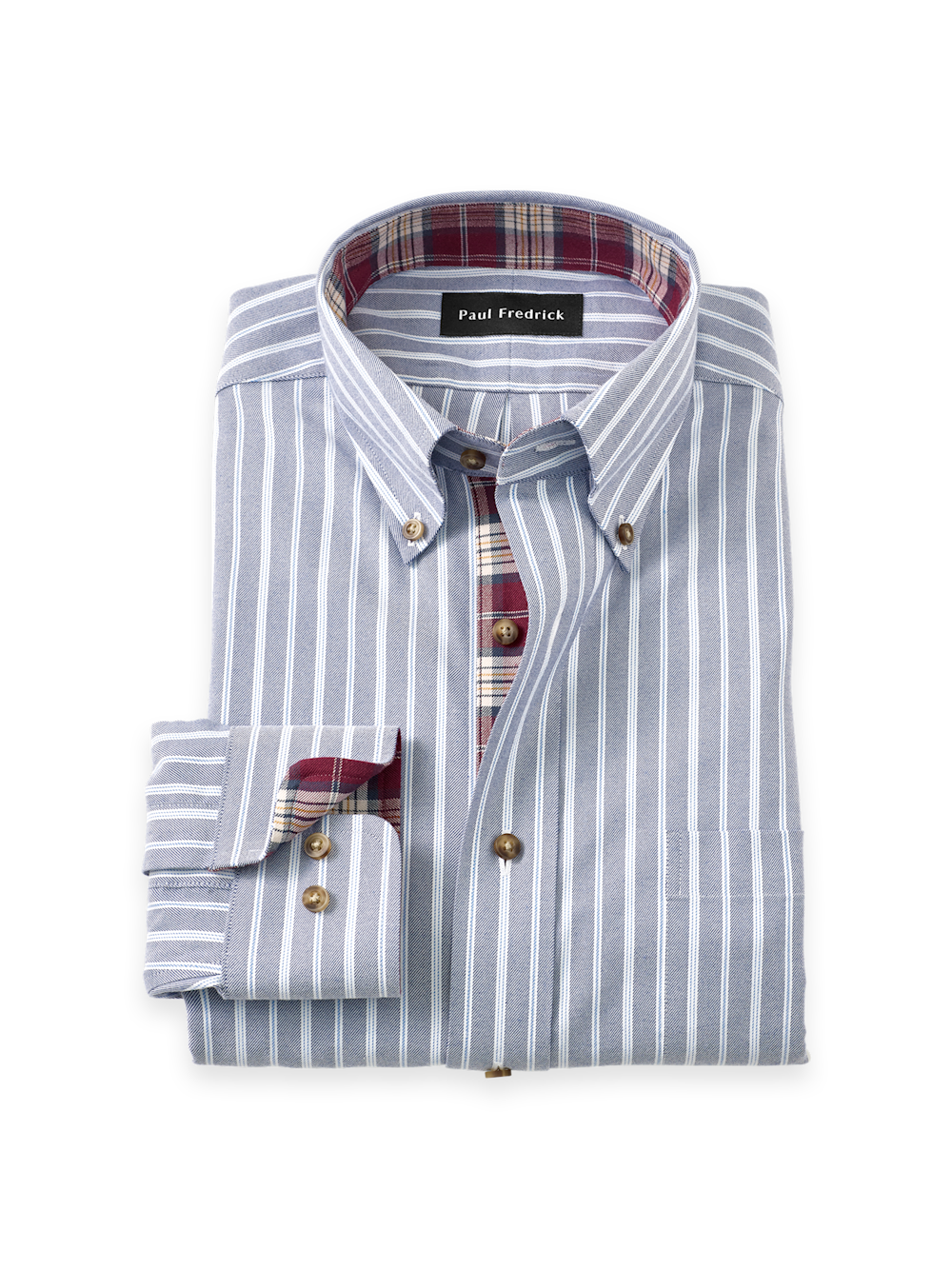 Men's Blue Stripe Shirts Trim Inside Neckband  Inside Cuffs  Button Side Of Placket