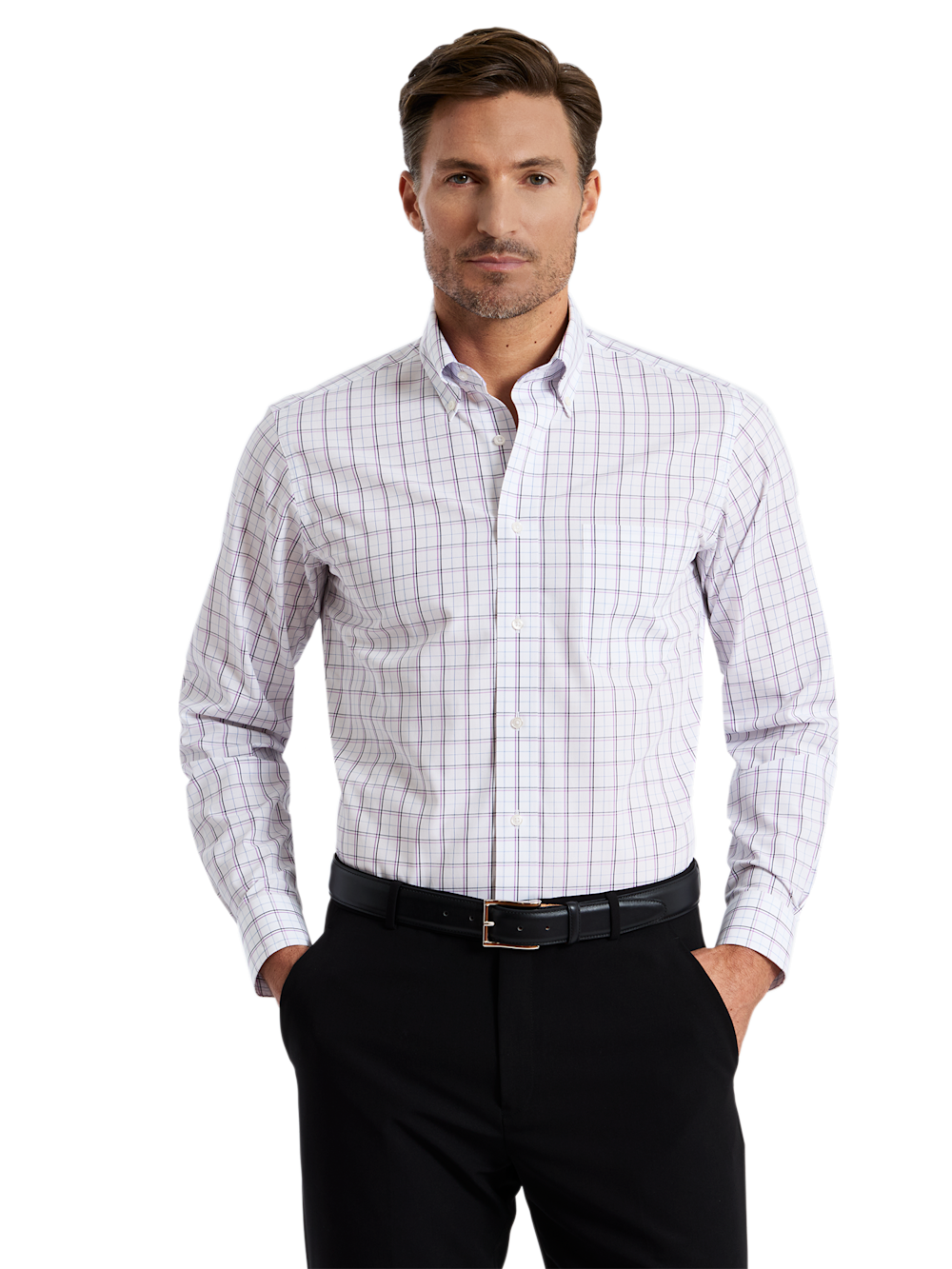 Alternate Shot of Men's white/purple  Shirts  - 1