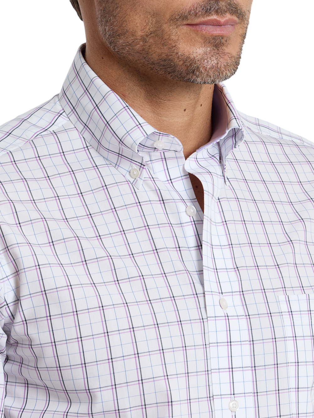 Alternate Shot of Men's white/purple  Shirts  - 2