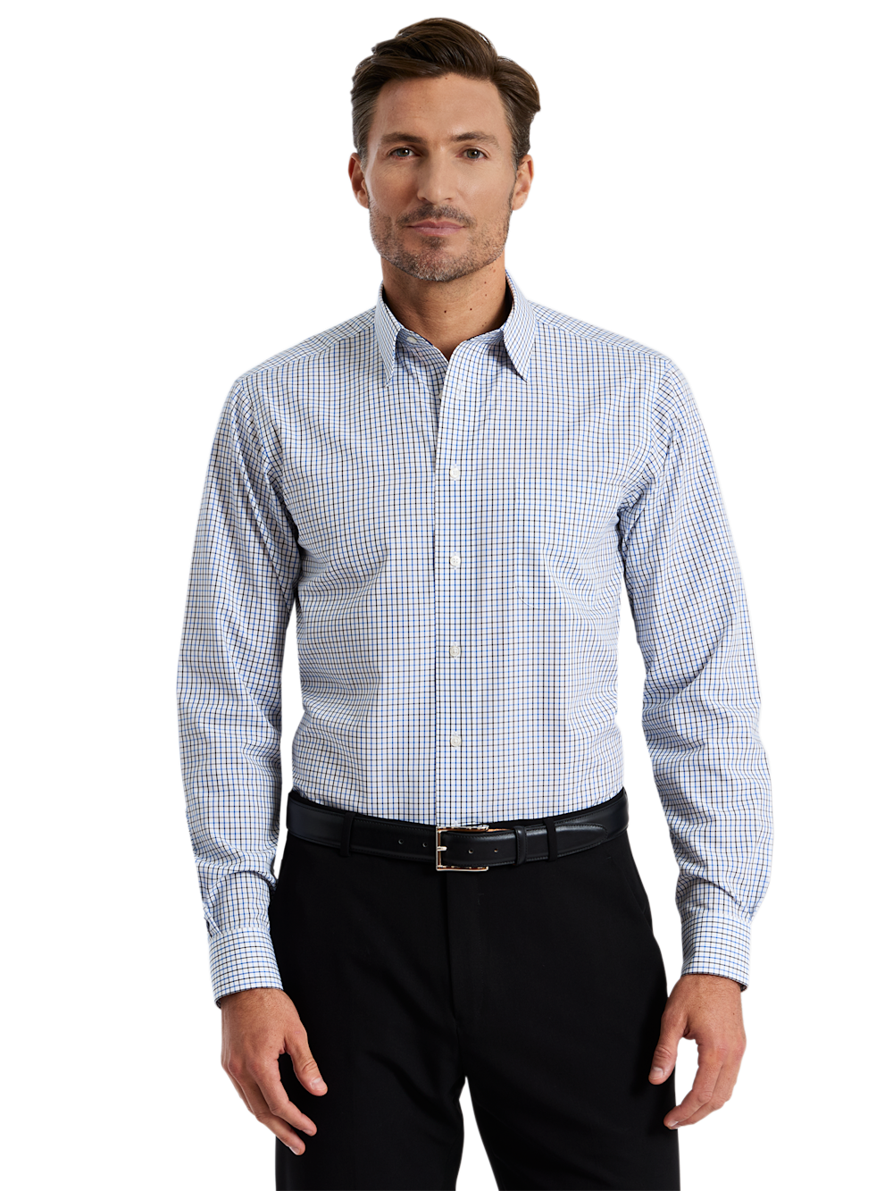 Alternate Shot of Men's white/blue  Shirts  - 1