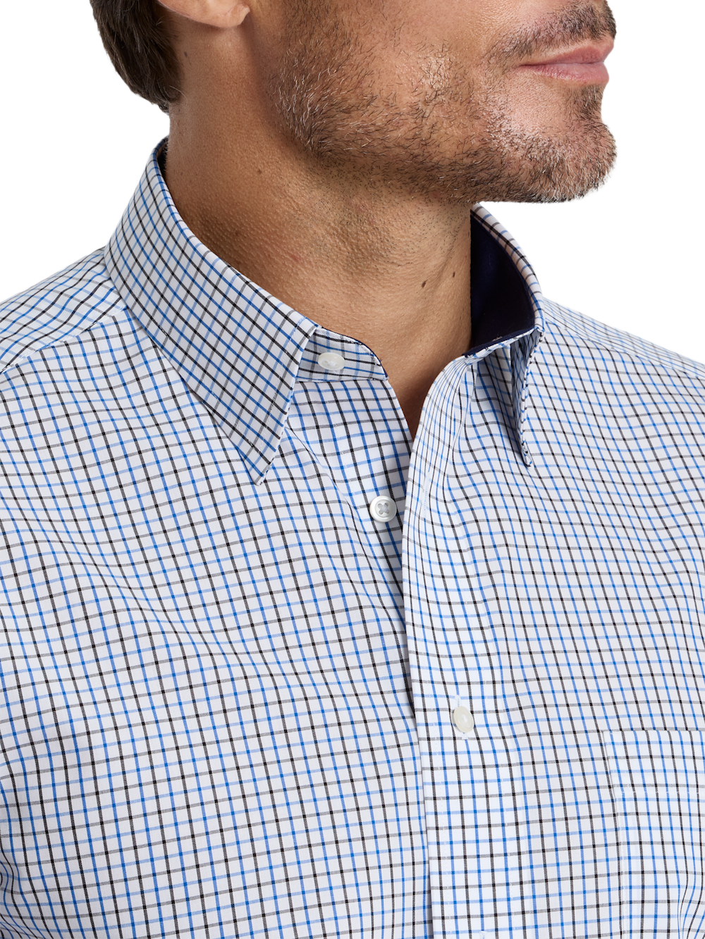 Alternate Shot of Men's white/blue  Shirts  - 2