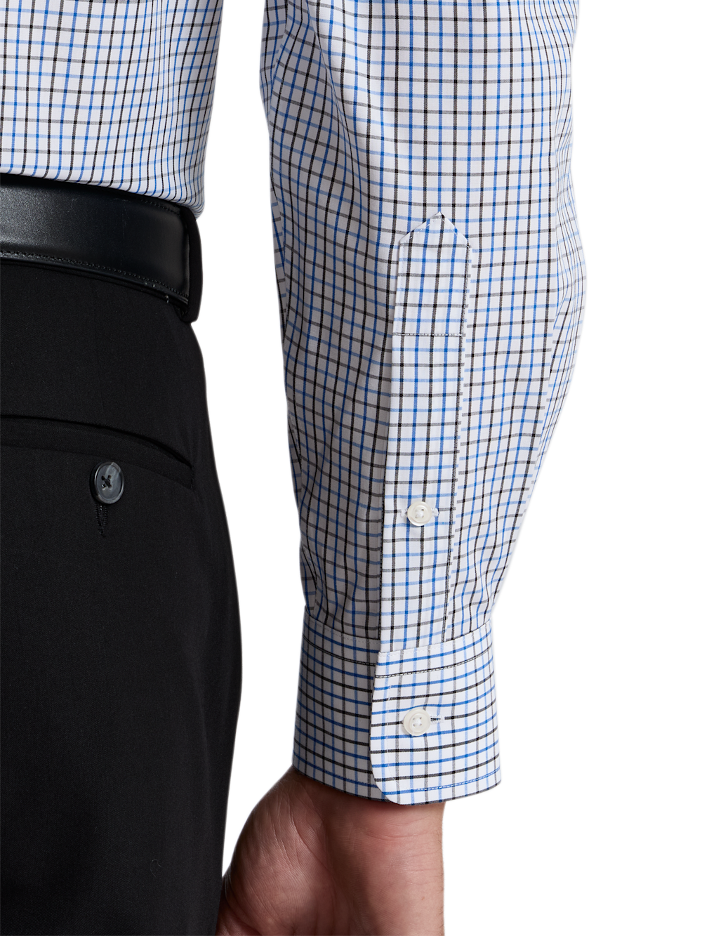 Alternate Shot of Men's white/blue  Shirts  - 3