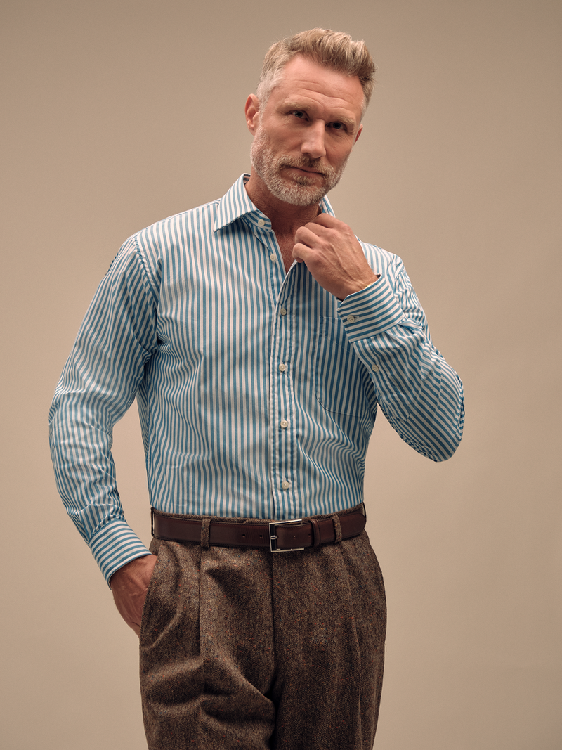 Bengal Stripe Dress Shirt - Turquoise