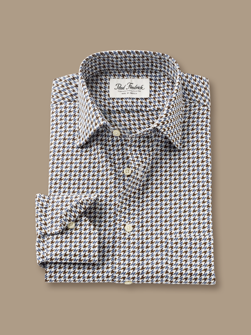 T/f Houndstooth Spread Collar Dress Shirt