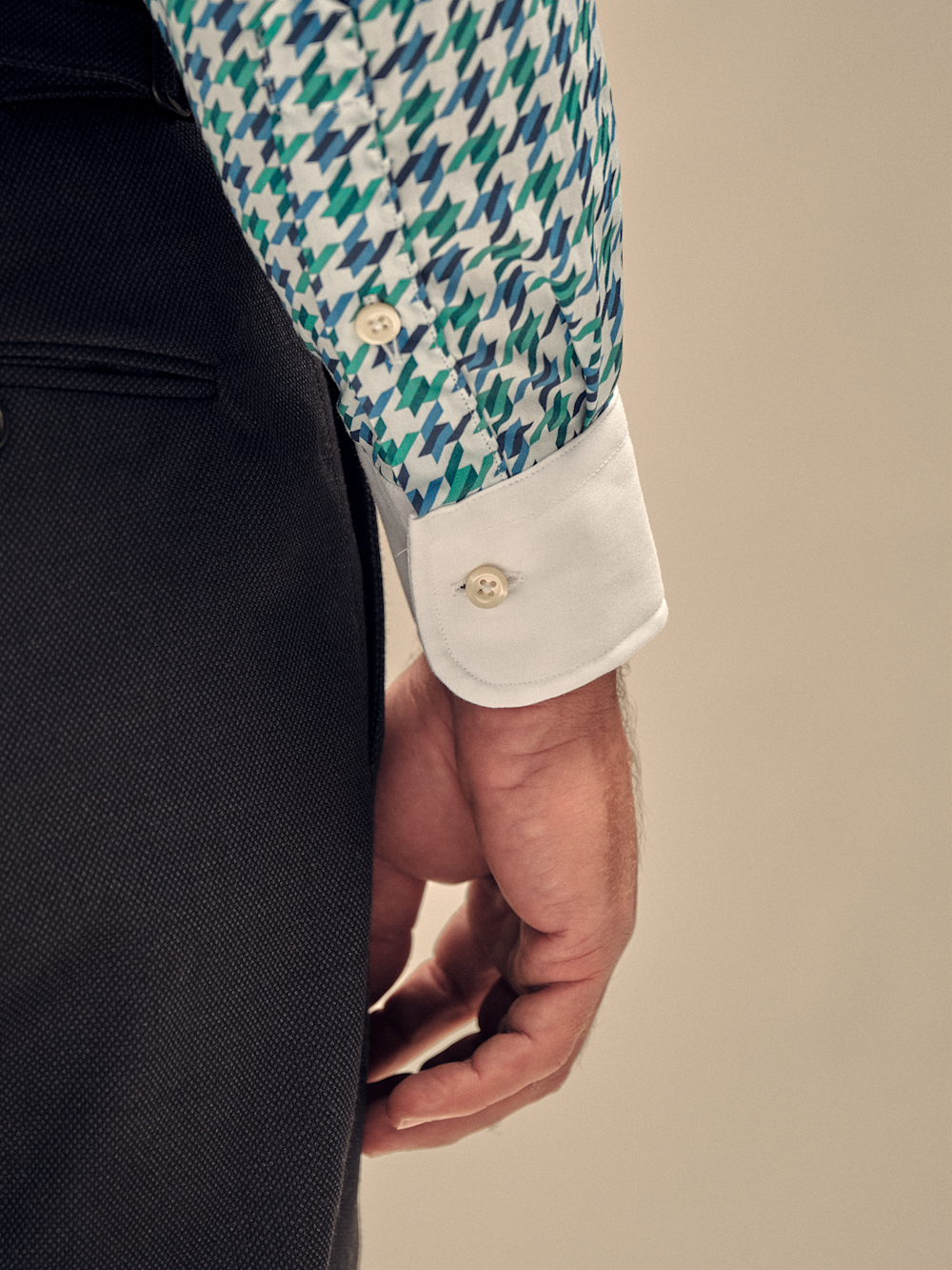 T/f Houndstooth Club Collar Dress Shirt