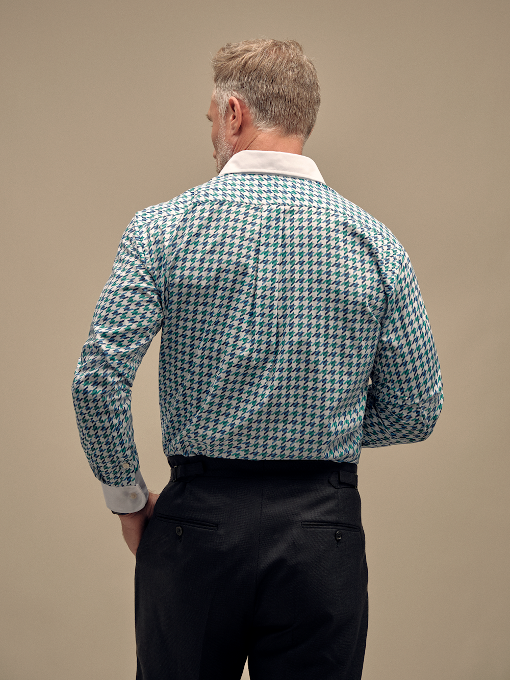 T/f Houndstooth Club Collar Dress Shirt