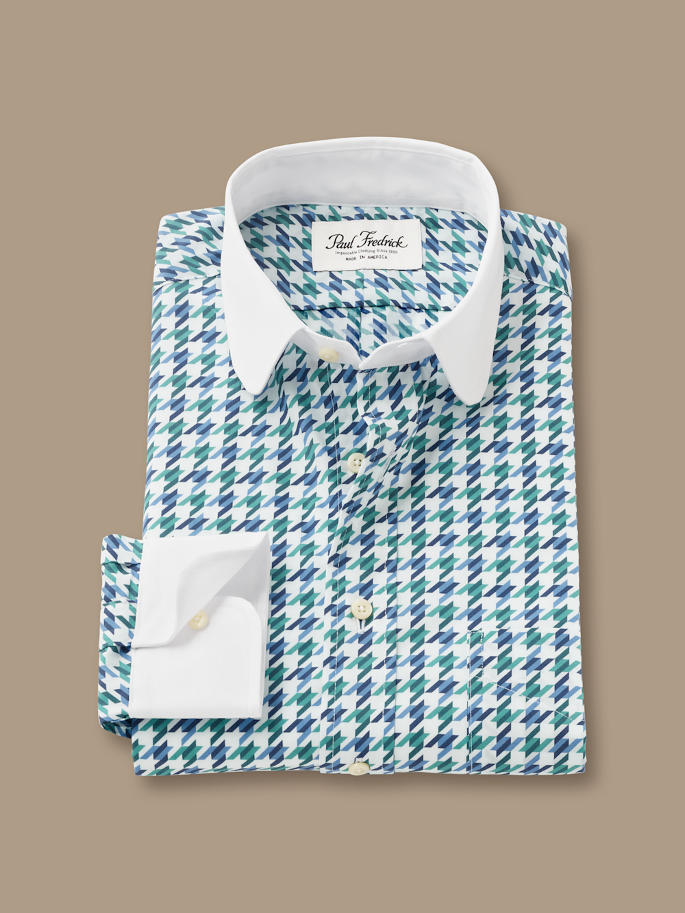 T/f Houndstooth Club Collar Dress Shirt