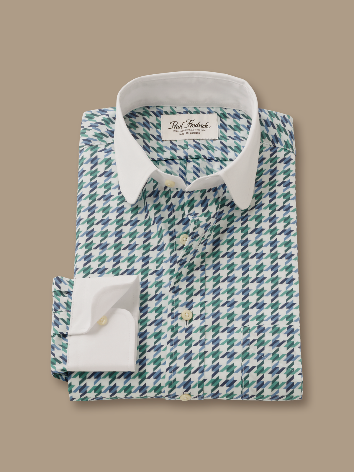 Exploded Houndstooth Dress Shirt - Teal Multi