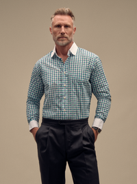 Exploded Houndstooth Dress Shirt - Teal Multi