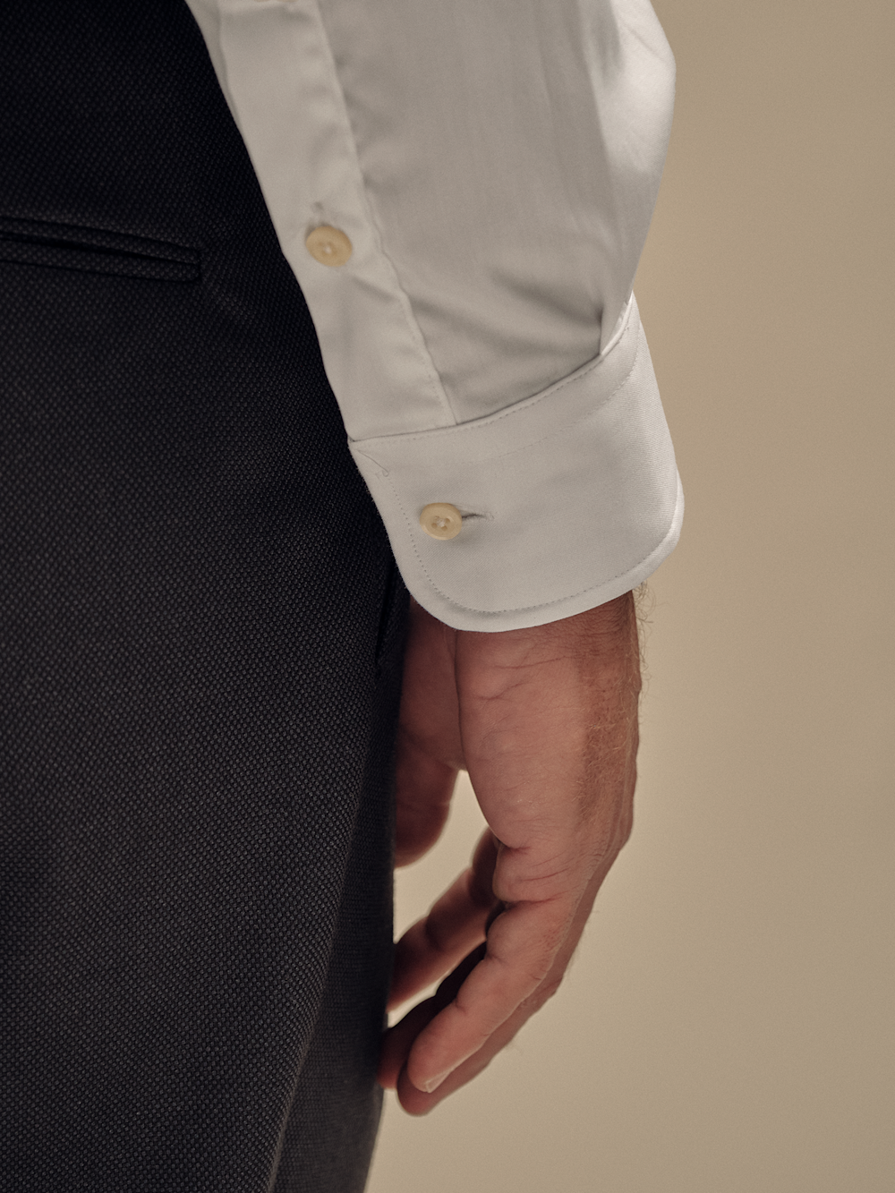T/f Solid Button Down Dress Shirt With Contrast Trim