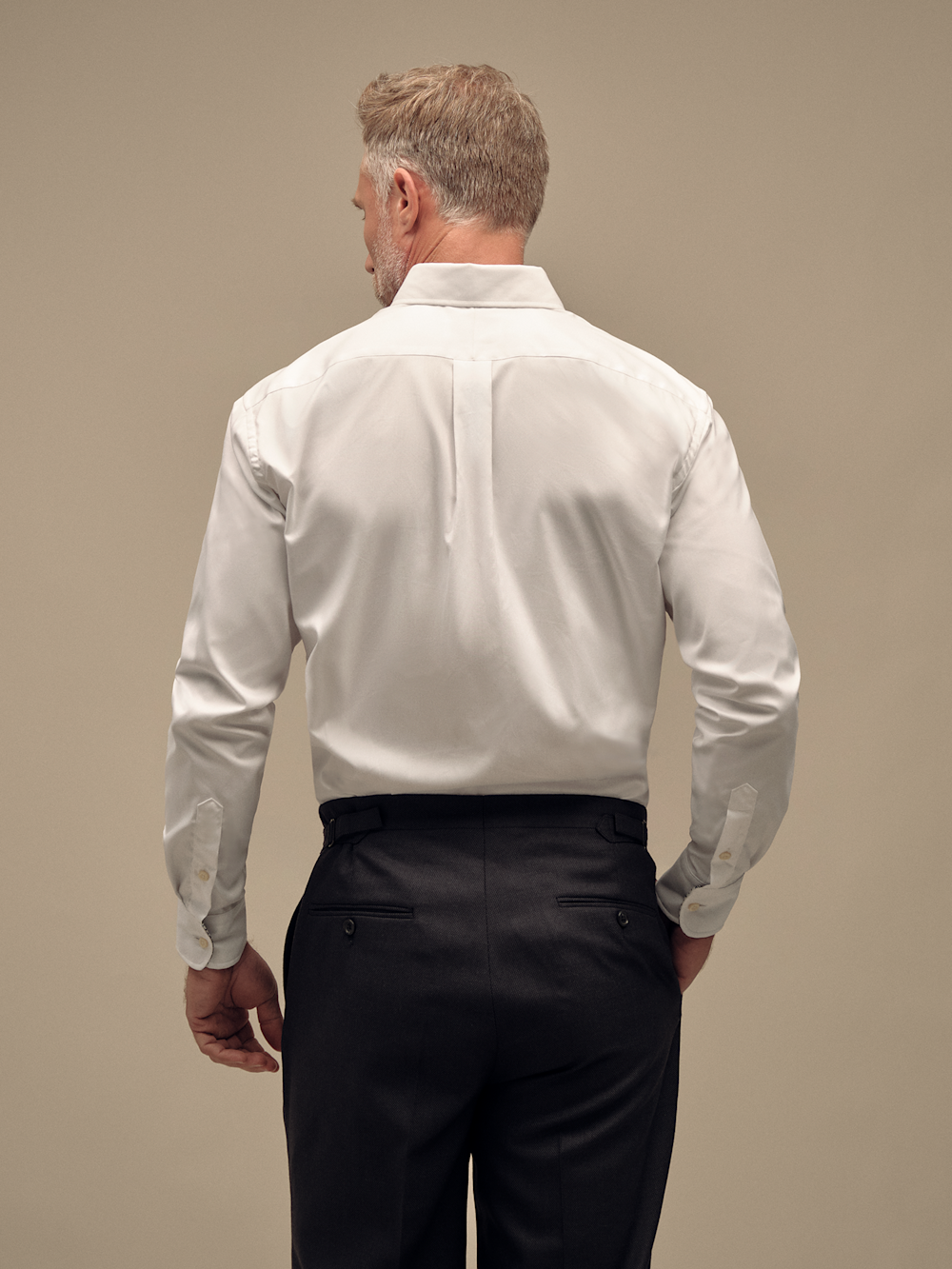 T/f Solid Button Down Dress Shirt With Contrast Trim
