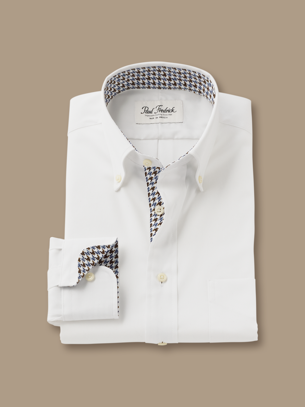 T/f Solid Button Down Dress Shirt With Contrast Trim