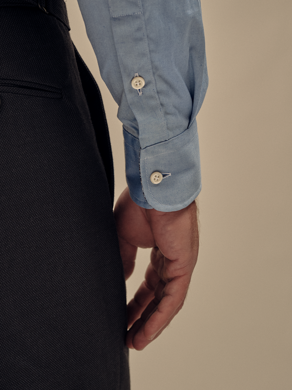 T/f Solid Button Down Dress Shirt With Contrast Trim