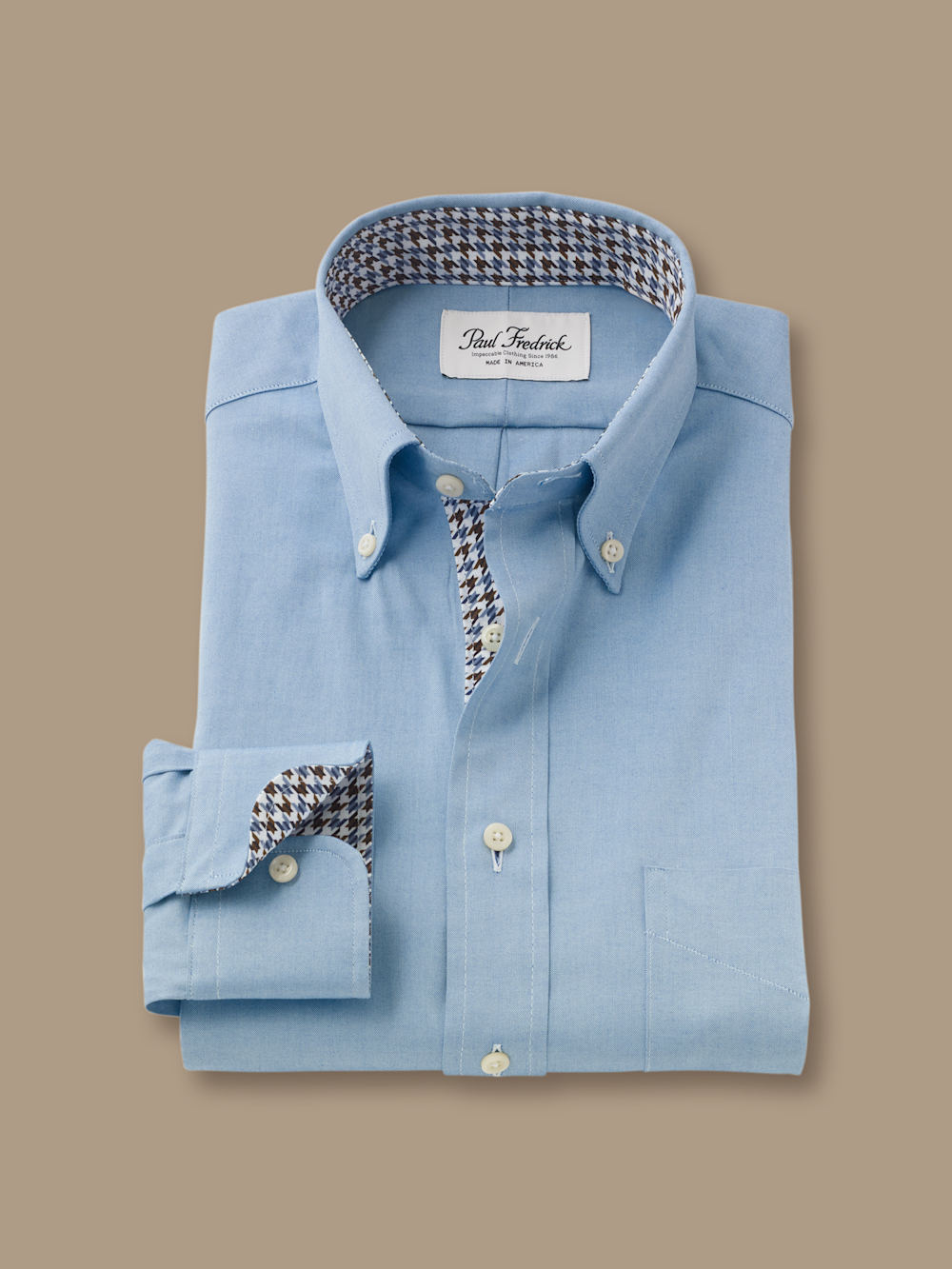 T/f Solid Button Down Dress Shirt With Contrast Trim