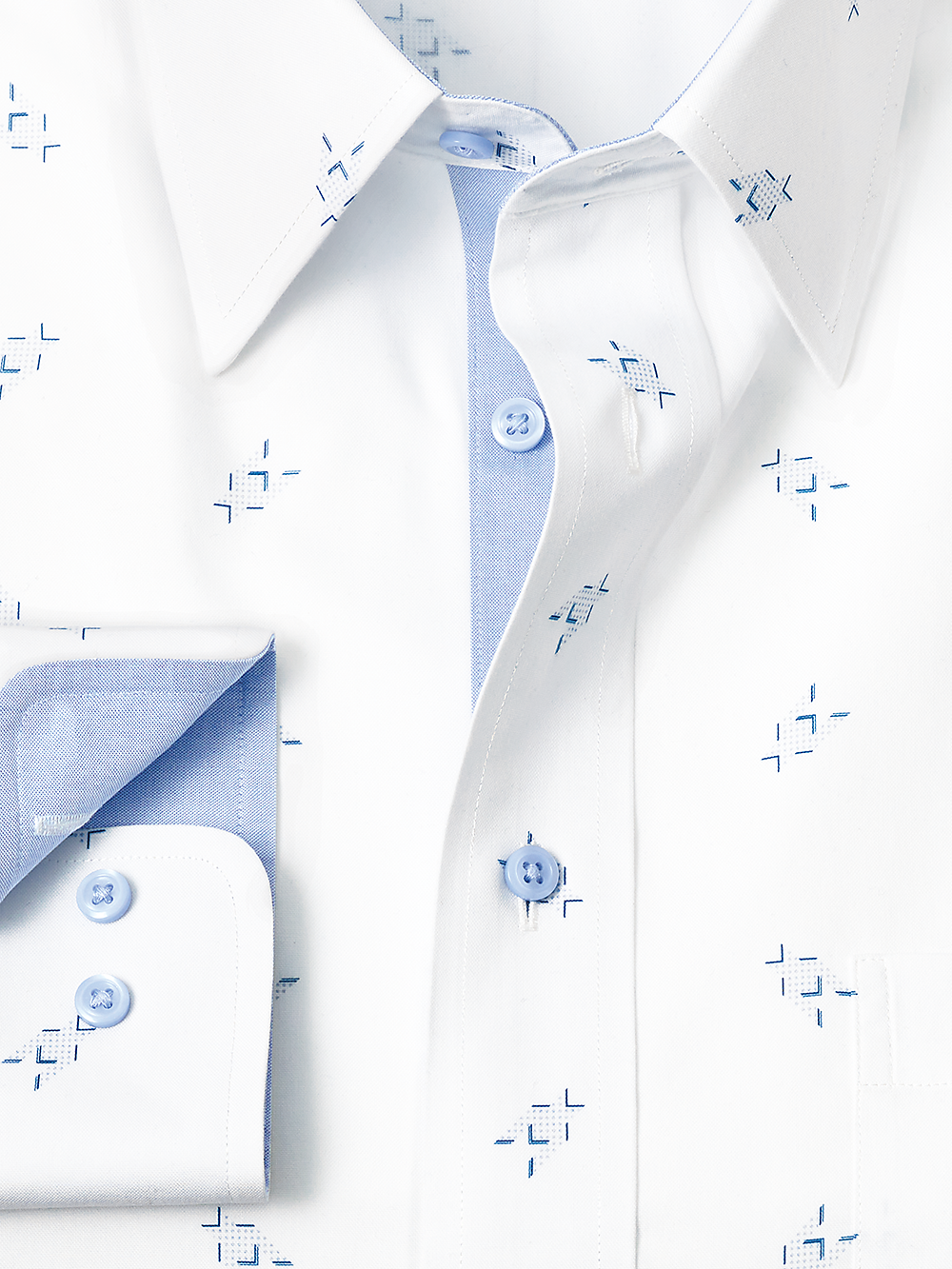 Alternate Image of Non-iron Cotton Houndstooth Print Dress Shirt With Contrast Trim-1