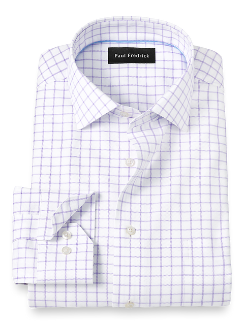 Royal Oxford Comfort Stretch Non-Iron Windowpane Dress Shirt 