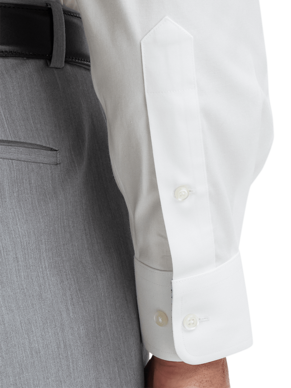 paul fredrick white dress shirts Comfort Stretch Non-Iron Solid Dress Shirt With Contrast Trim