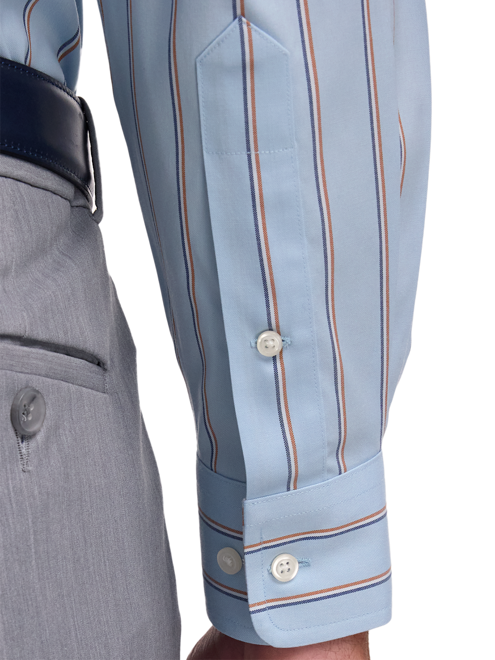 Alternate Image of Comfort Stretch Non-iron Stripe Dress Shirt With Contrast Trim-3