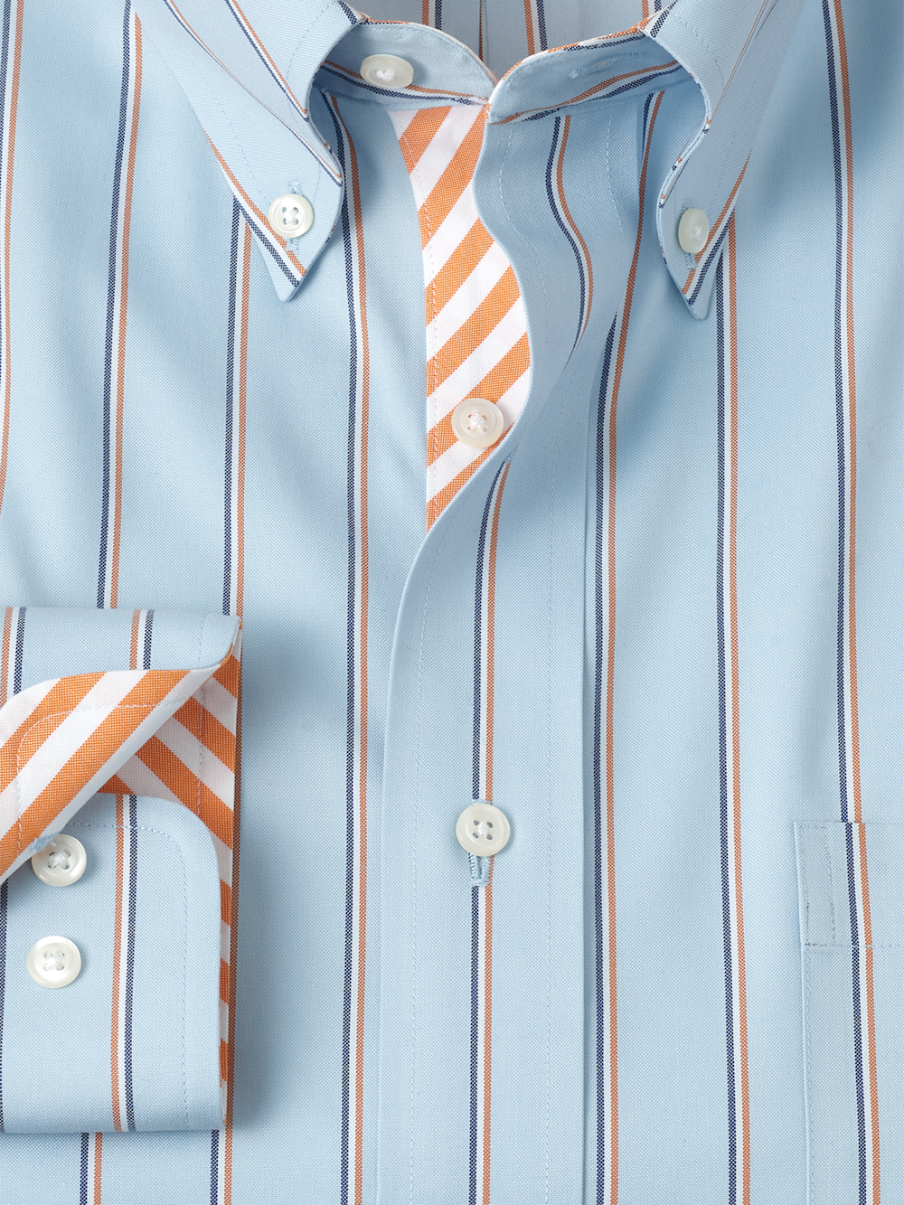 Alternate Image of Comfort Stretch Non-iron Stripe Dress Shirt With Contrast Trim-5