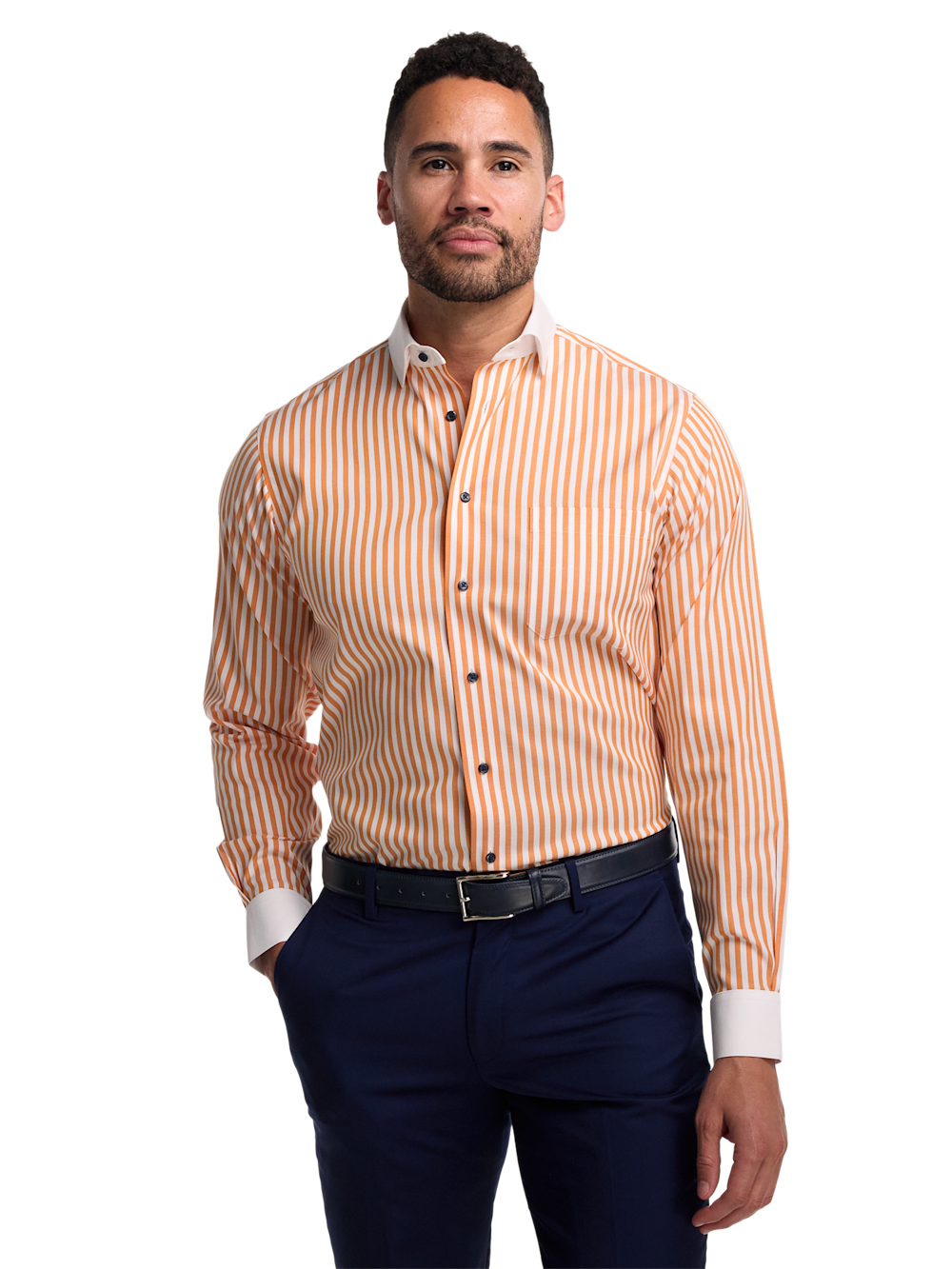 Alternate Image of Comfort Stretch Non-iron Stripe Dress Shirt-1