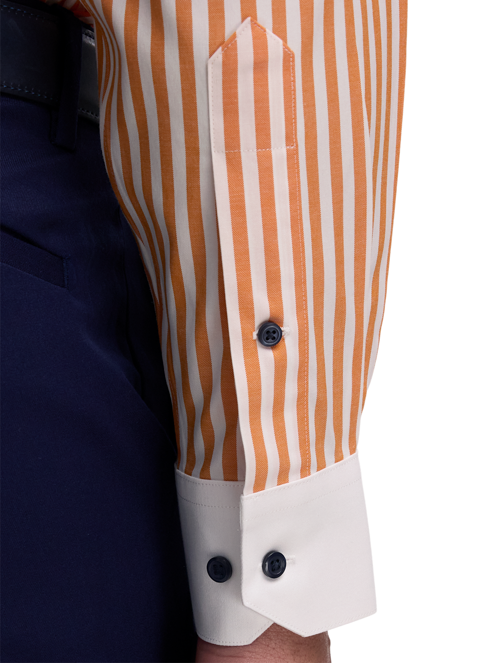 Comfort Stretch Non-Iron Stripe Dress Shirt - White/melon