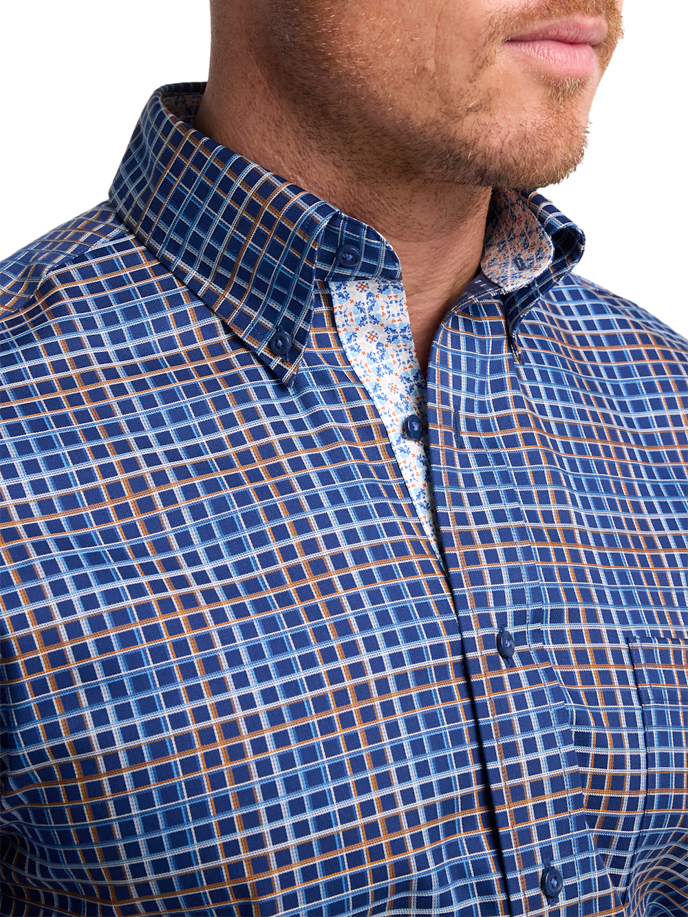 Alternate Image of Comfort Stretch Non-iron Check Dress Shirt With Contrast Trim-2