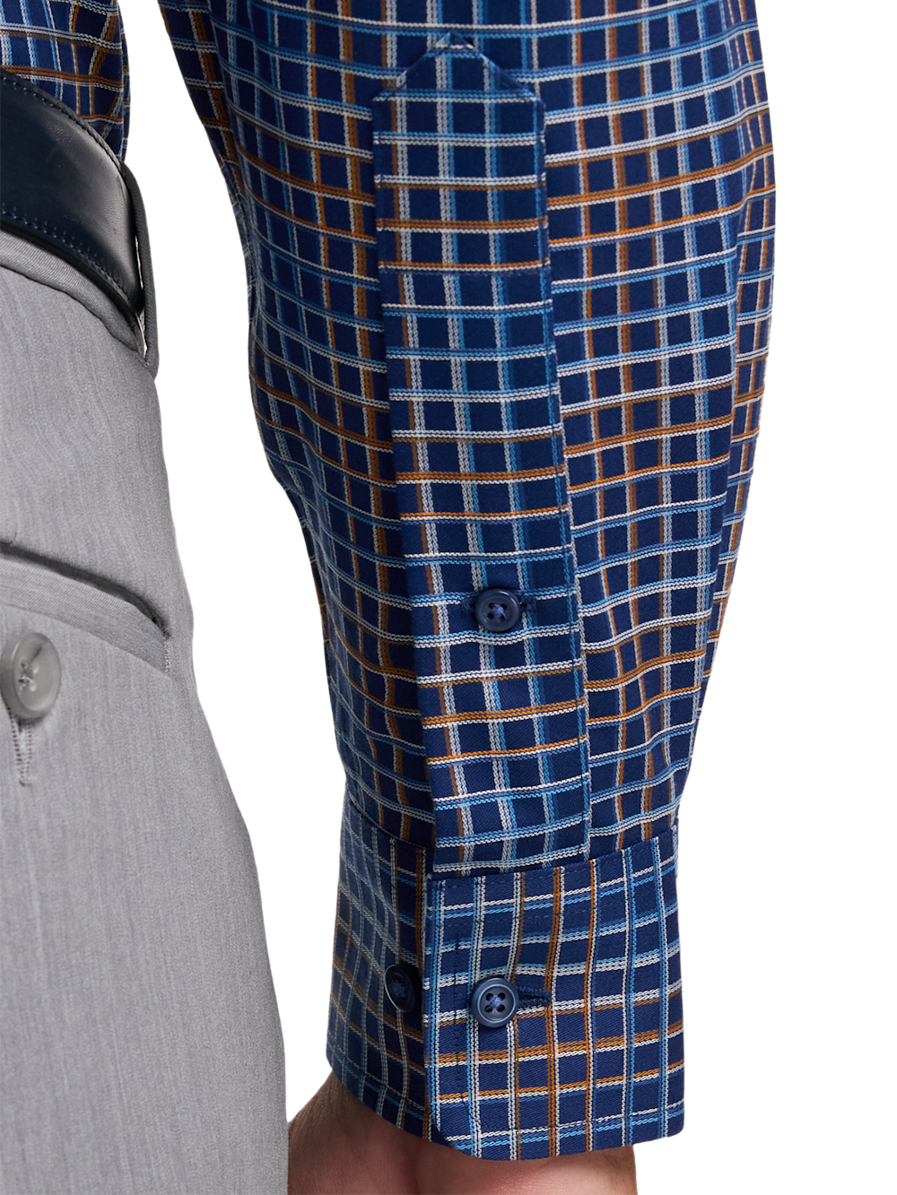 Alternate Image of Comfort Stretch Non-iron Check Dress Shirt With Contrast Trim-3