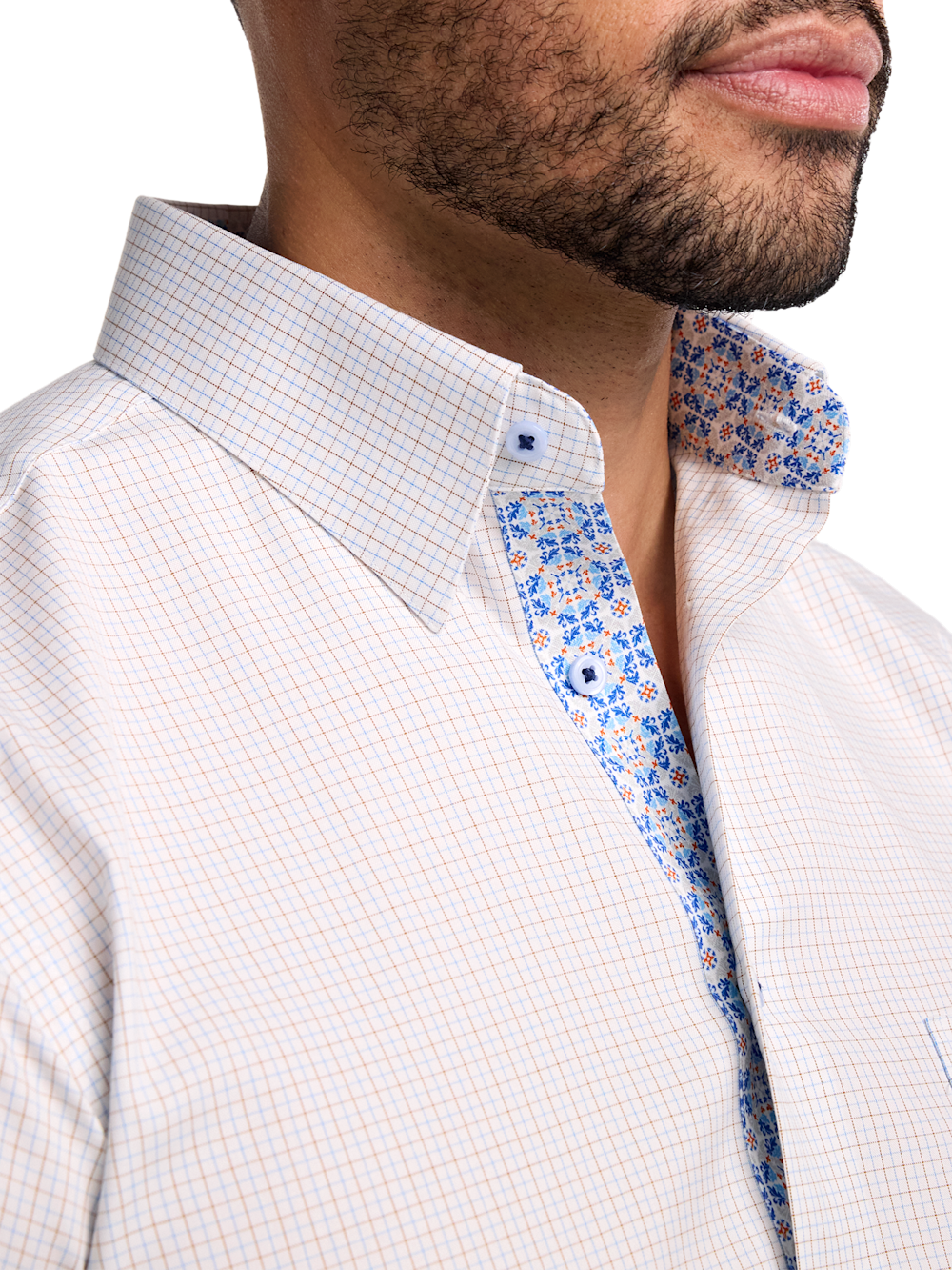 Alternate Image of Comfort Stretch Non-iron Windowpane Dress Shirt With Contrast Trim-2