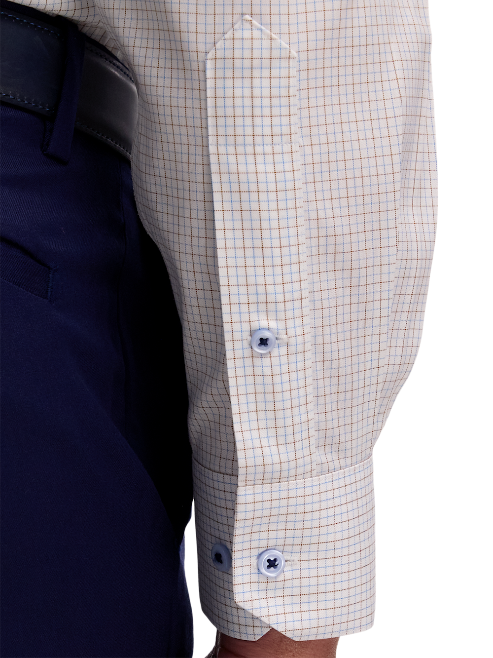 Alternate Image of Comfort Stretch Non-iron Windowpane Dress Shirt With Contrast Trim-3