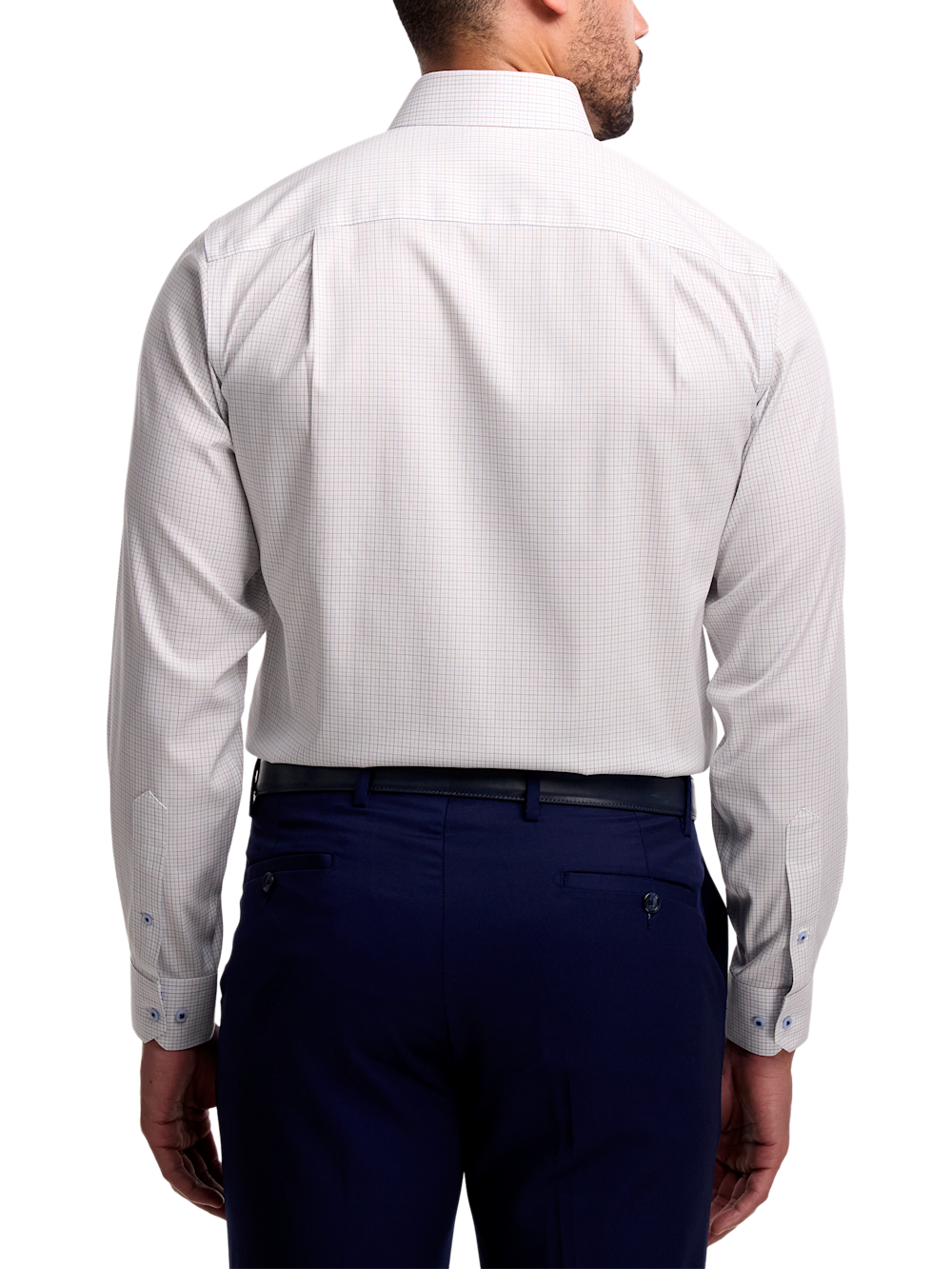Alternate Image of Comfort Stretch Non-iron Windowpane Dress Shirt With Contrast Trim-4