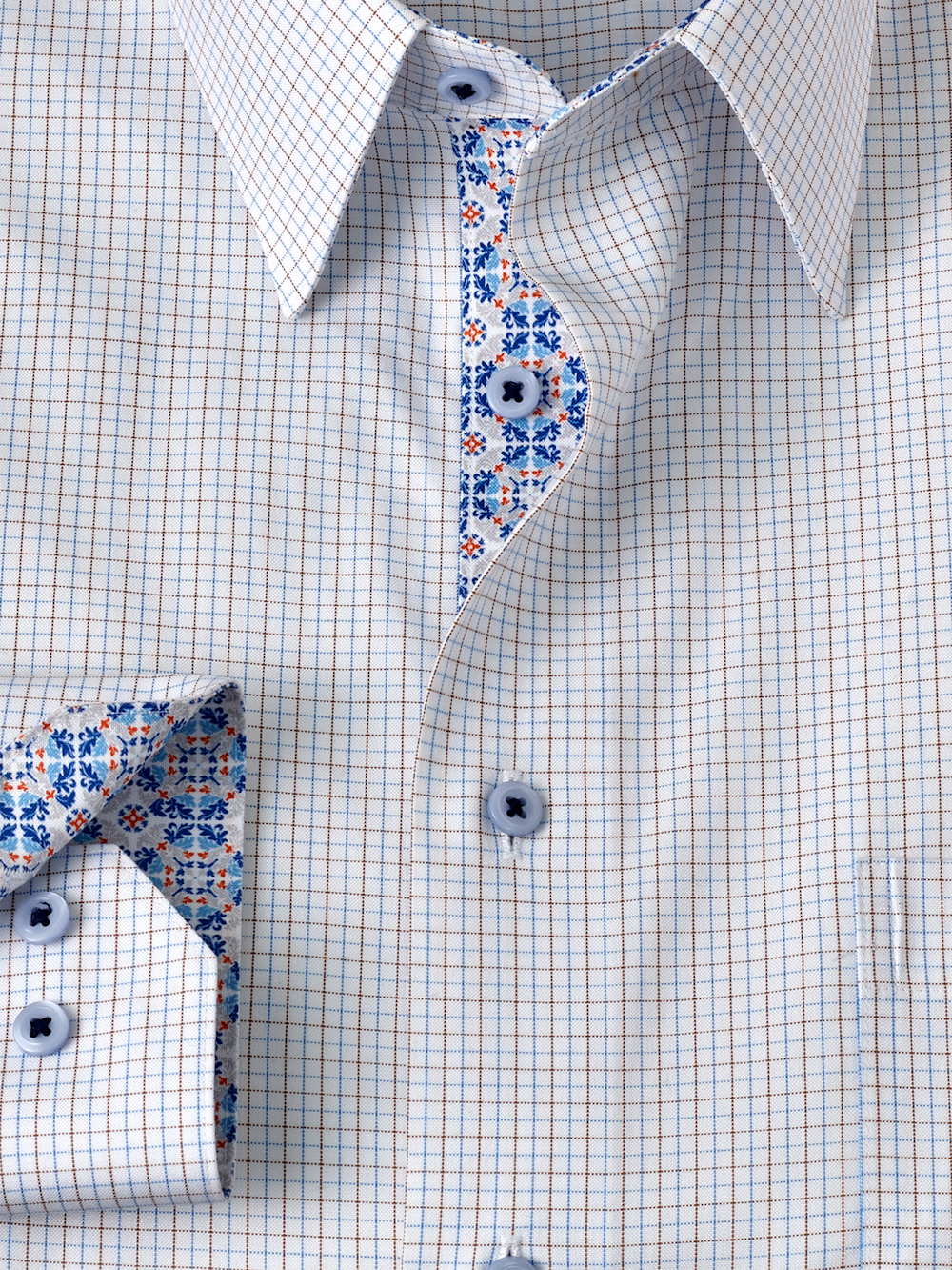 Alternate Image of Comfort Stretch Non-iron Windowpane Dress Shirt With Contrast Trim-5