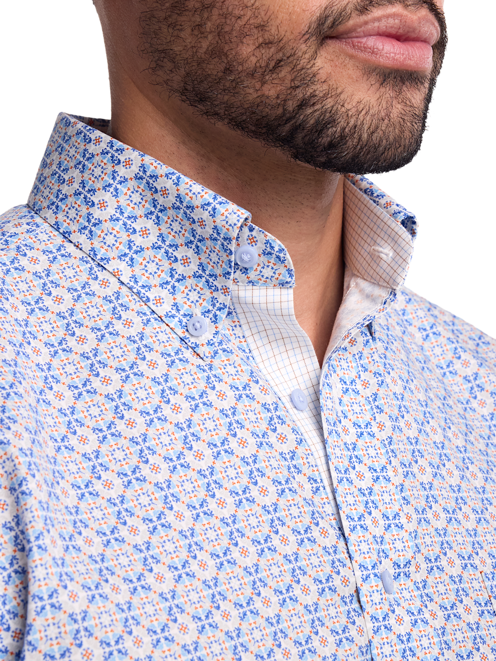 Alternate Image of Comfort Stretch Non-iron Medallion Dress Shirt With Contrast Trim-2