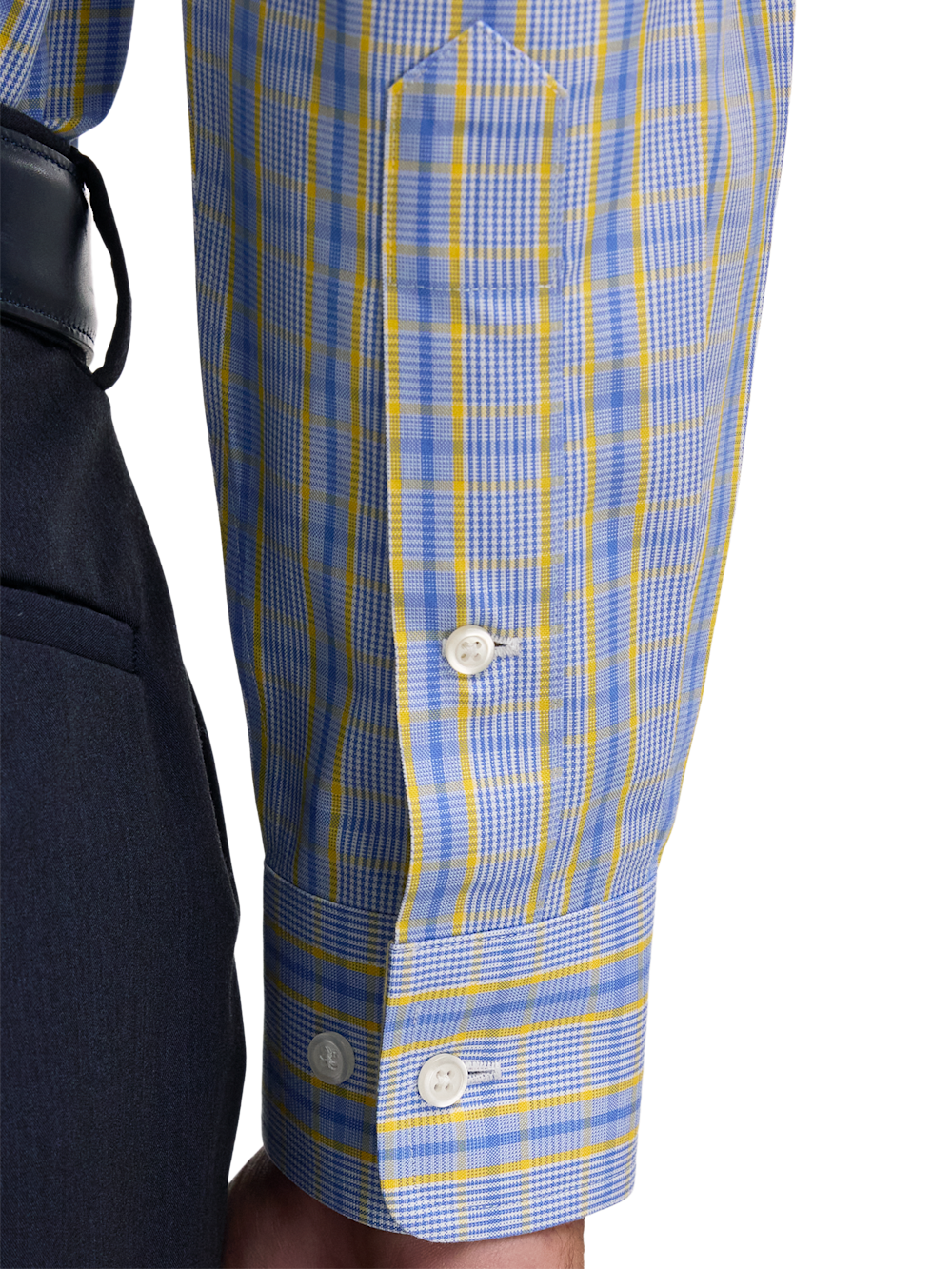 Alternate Image of Non-iron Cotton Glen Plaid Dress Shirt With Contrast Trim-3