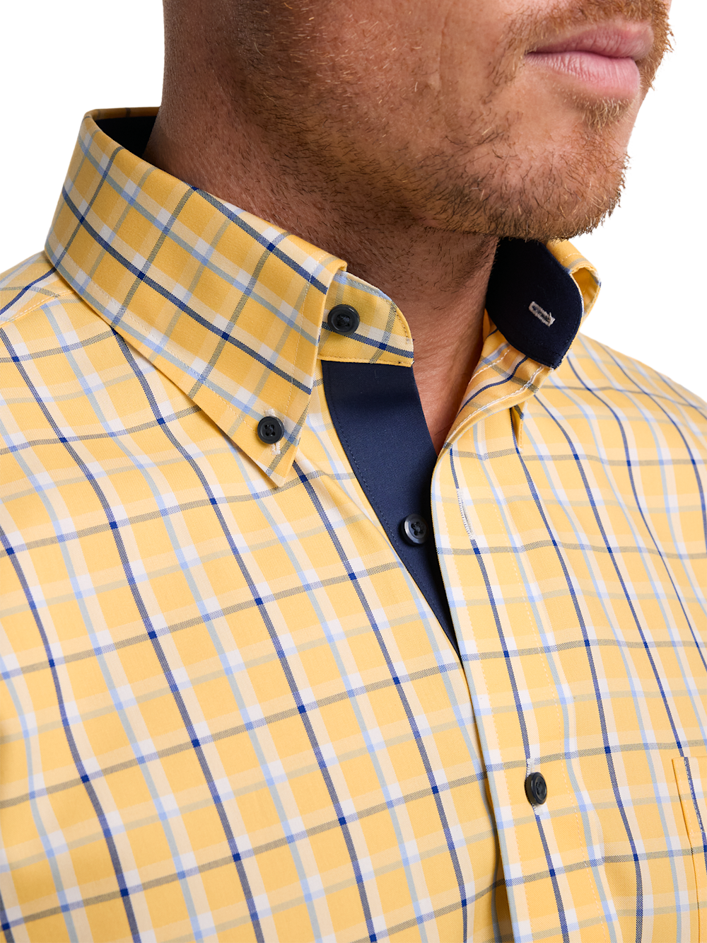 Alternate Image of Non-iron Cotton Check Dress Shirt With Contrast Trim-2