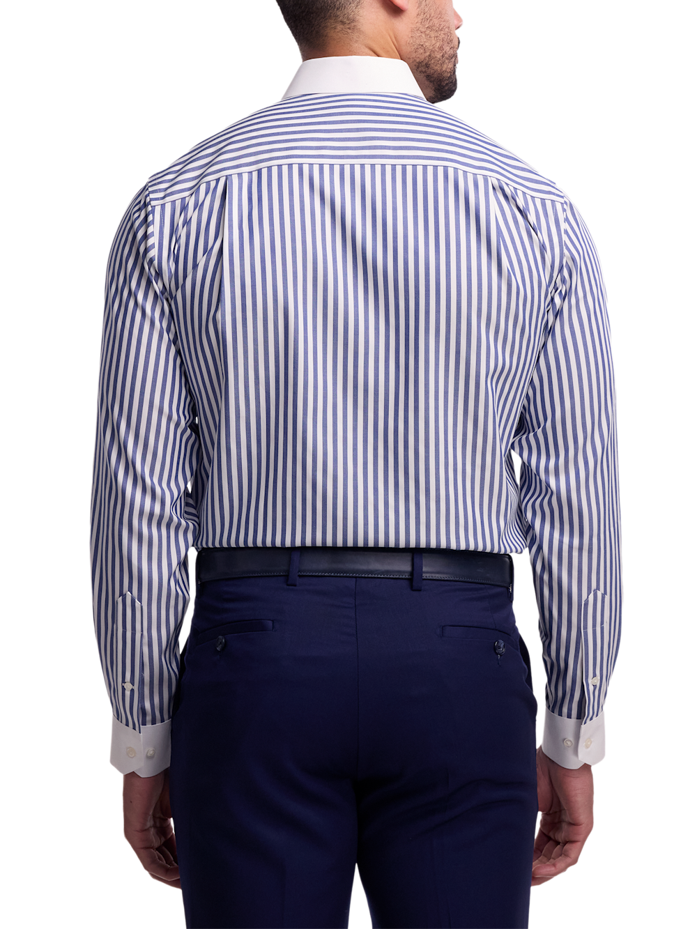 Alternate Image of Non-iron Cotton Stripe Dress Shirt With Contrast Trim-4
