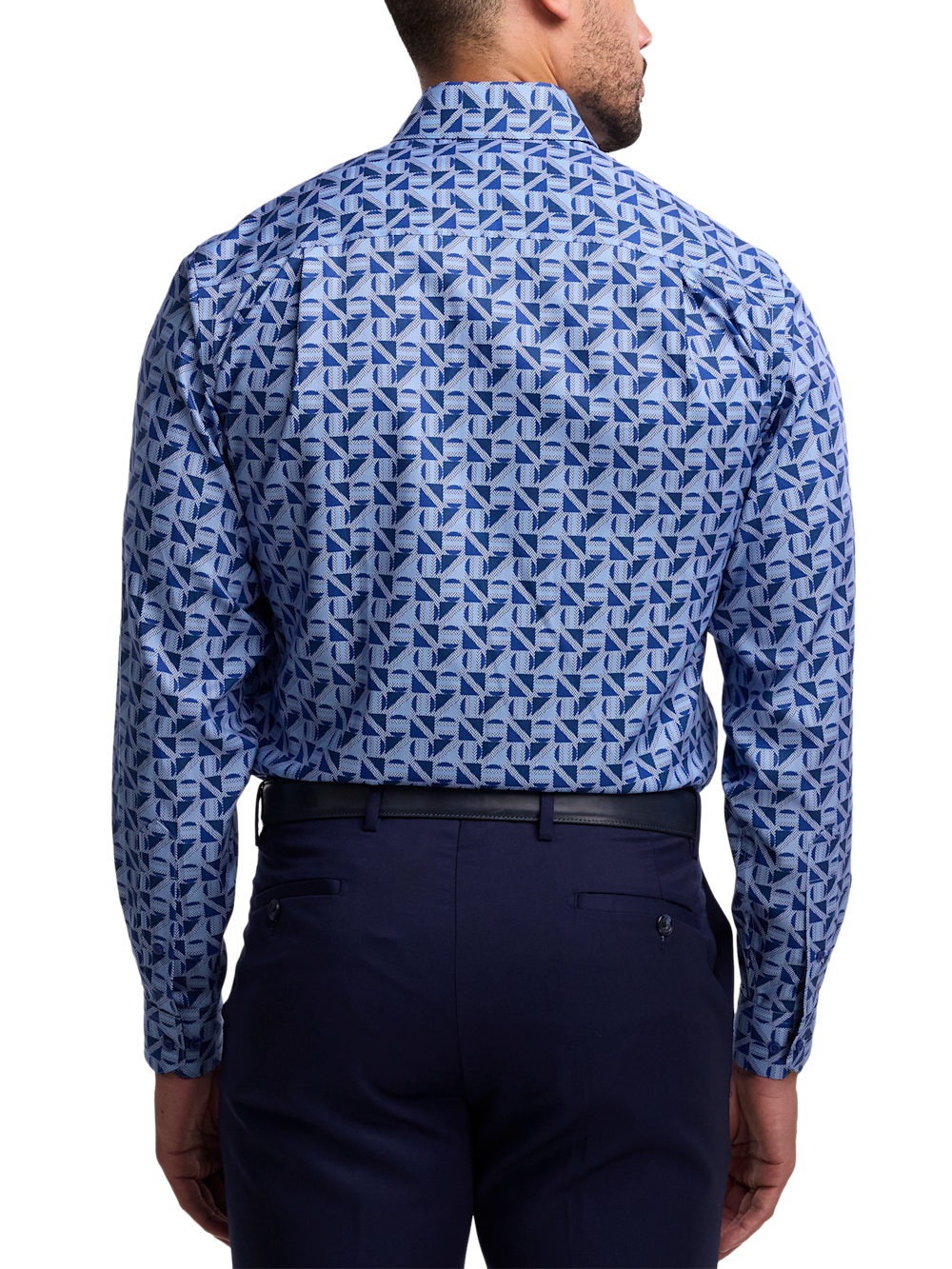 Alternate Image of Non-iron Cotton Geometric Dress Shirt With Contrast Trim-4