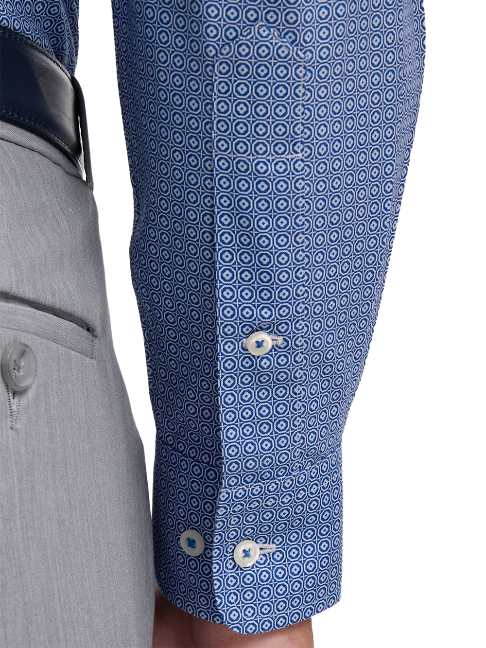 Alternate Image of Non-iron Cotton Geometric Dress Shirt With Contrast Trim-3
