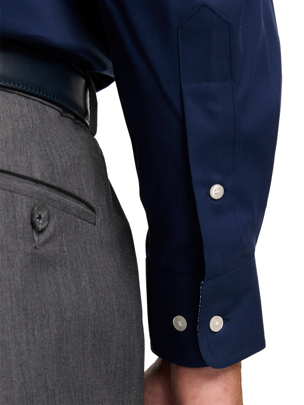 Alternate Image of Non-iron Cotton Solid Dress Shirt With Contrast Trim-3