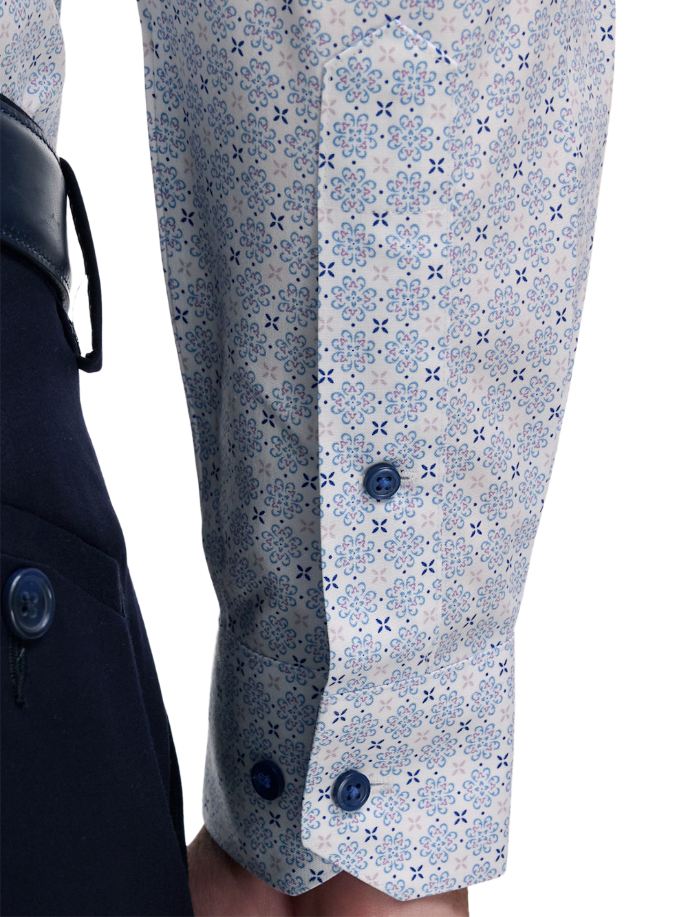 Alternate Image of Non-iron Cotton Geometric Dress Shirt With Contrast Trim-3