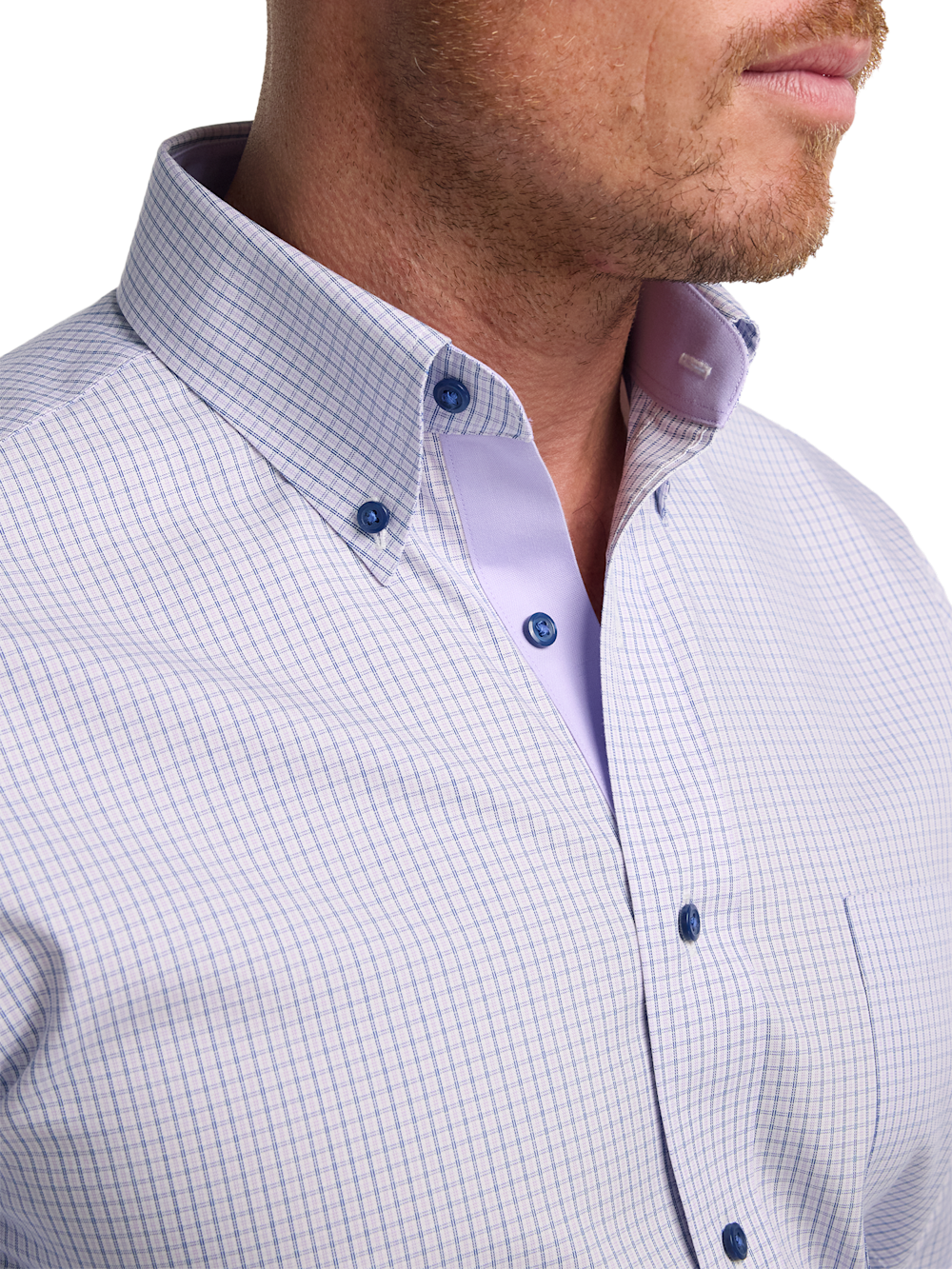 Alternate Image of Non-iron Cotton Check Dress Shirt With Contrast Trim-2