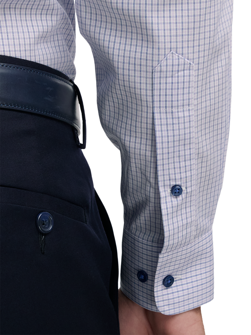 Alternate Image of Non-iron Cotton Check Dress Shirt With Contrast Trim-3