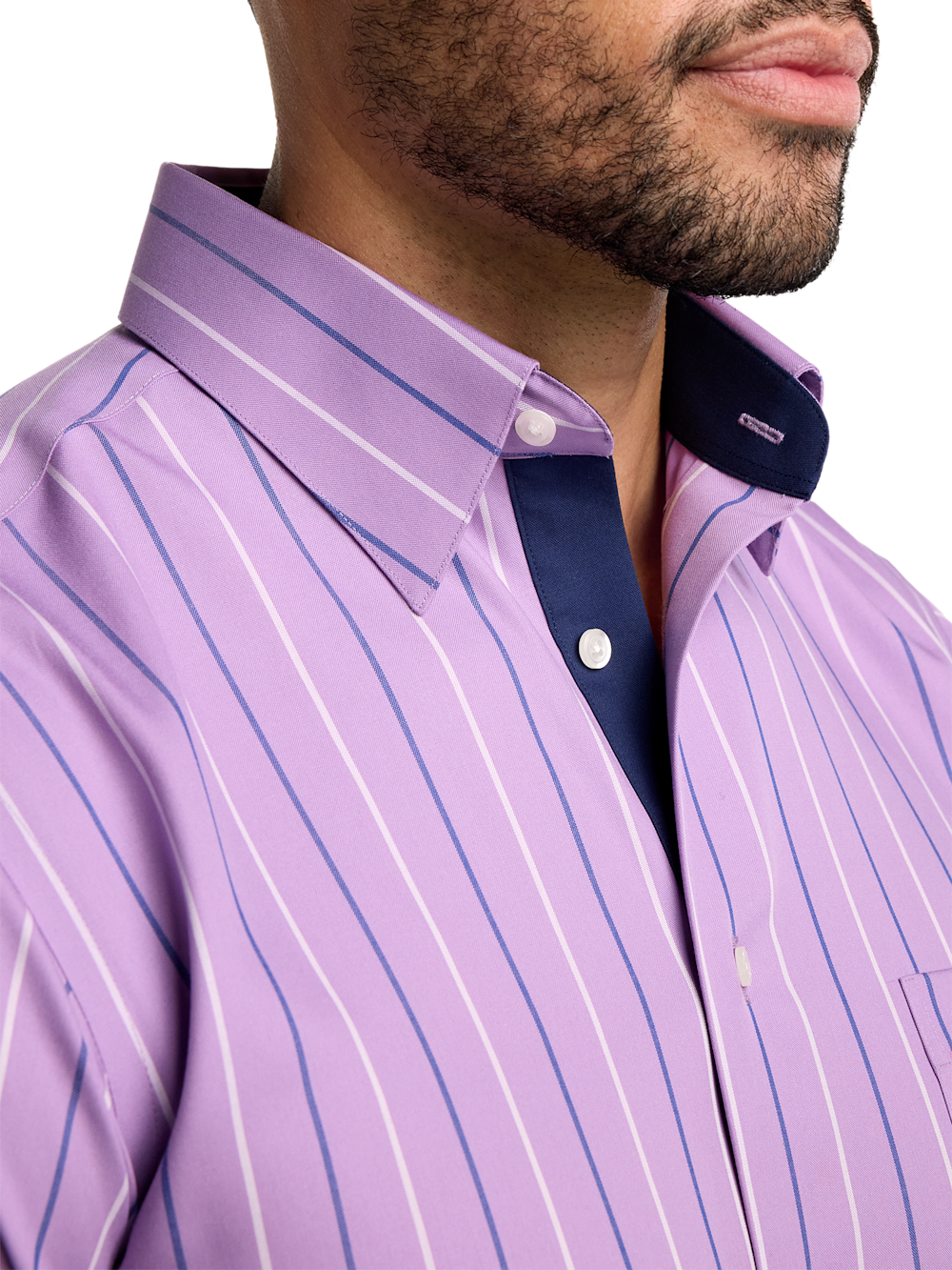 Alternate Image of Non-iron Cotton Stripe Dress Shirt With Contrast Trim-2