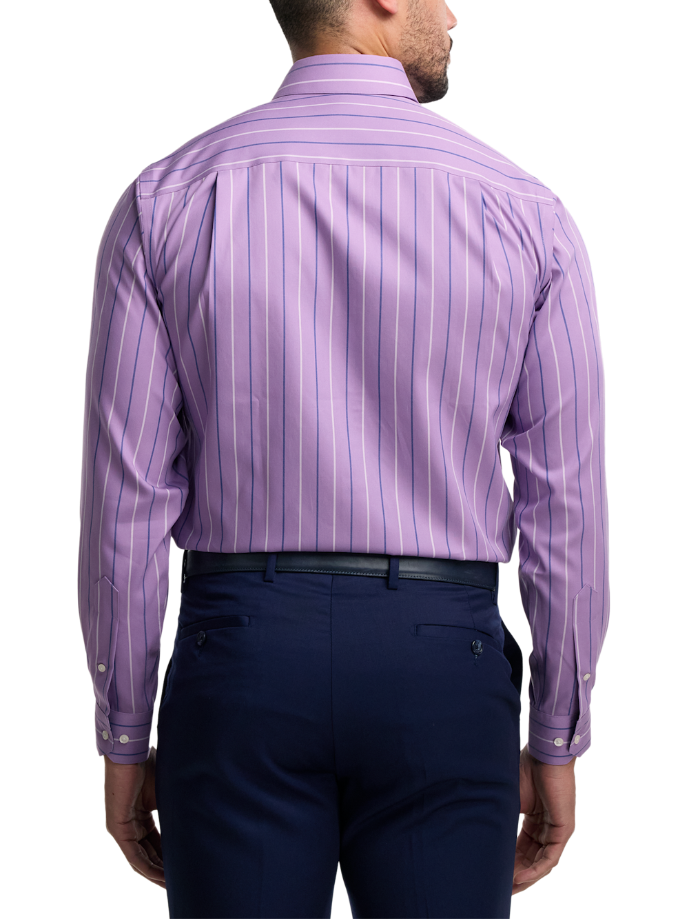 Alternate Image of Non-iron Cotton Stripe Dress Shirt With Contrast Trim-4