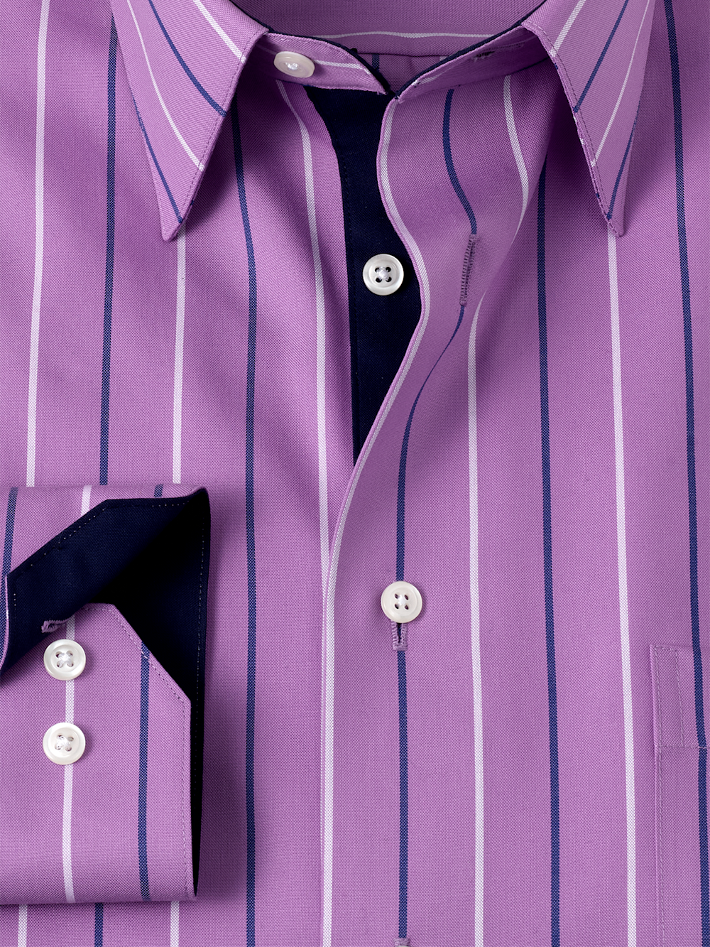 Alternate Image of Non-iron Cotton Stripe Dress Shirt With Contrast Trim-5