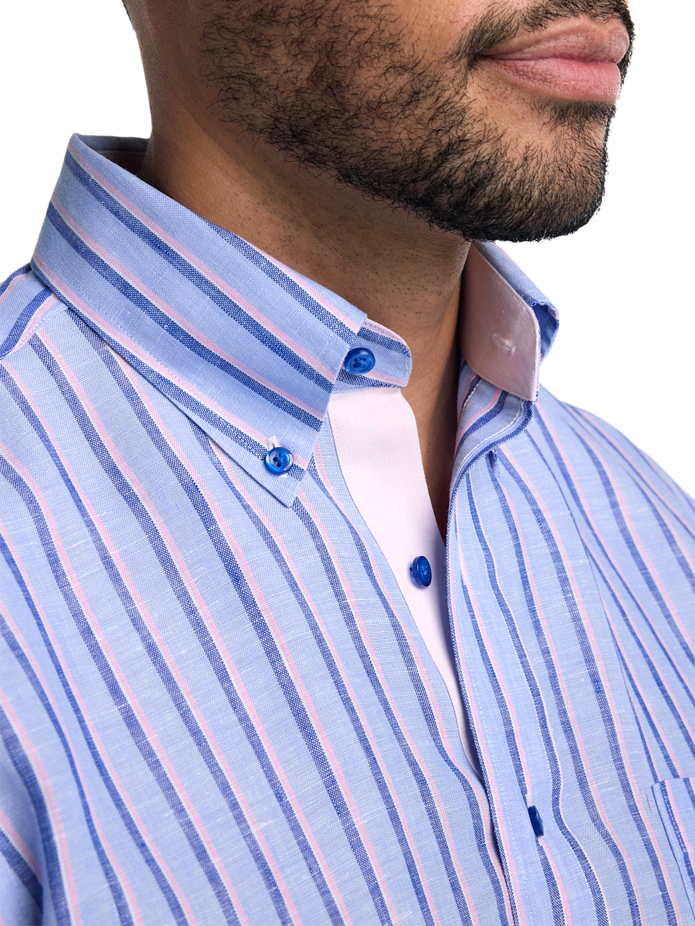 Alternate Image of Non-iron Linen Stripe Dress Shirt With Contrast Trim-2