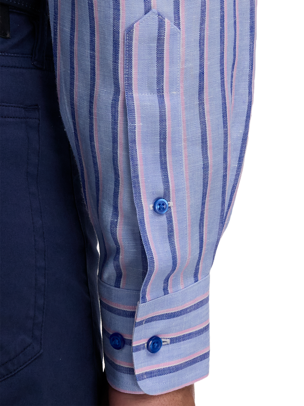 Alternate Image of Non-iron Linen Stripe Dress Shirt With Contrast Trim-3