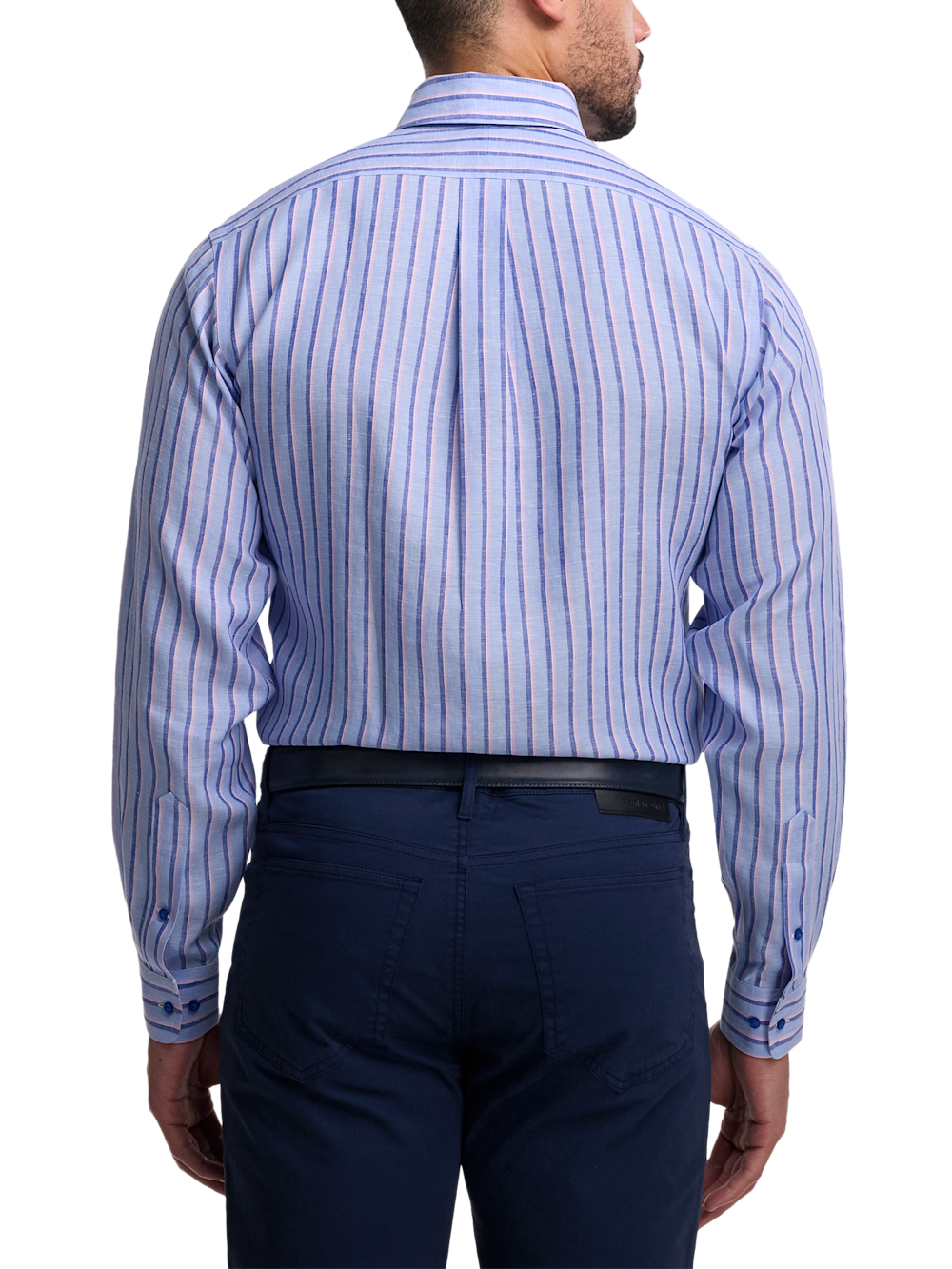 Alternate Image of Non-iron Linen Stripe Dress Shirt With Contrast Trim-4