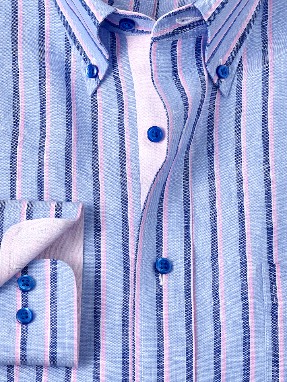 Alternate Image of Non-iron Linen Stripe Dress Shirt With Contrast Trim-5