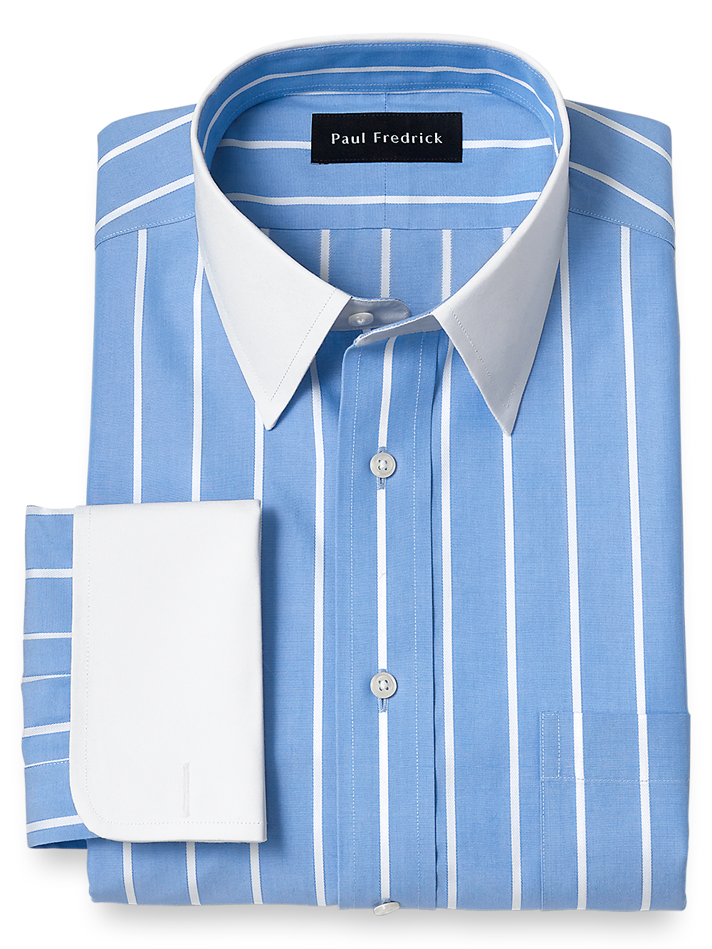 Product Image of Non-iron Cotton Stripe Dress Shirt-Blue