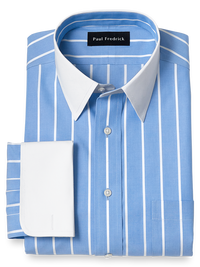Non-Iron Cotton Stripe Dress Shirt - Blue